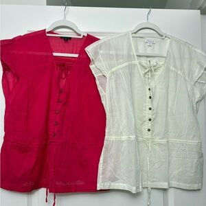 NWOT - VENUS 2 Beautiful Delicate Cotton Sheer Blouses with Button Detail